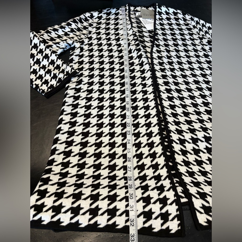Kasper Black and White Houndstooth Open Front Topper Jacket/Cardigan XL NWT - Picture 12 of 13